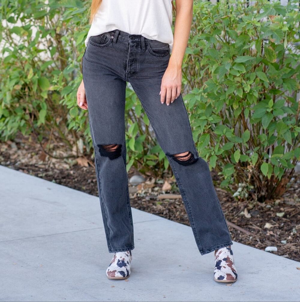 NWT KanCan Dixon Ultra High Rise 90's Boyfriend Jeans Black Wash